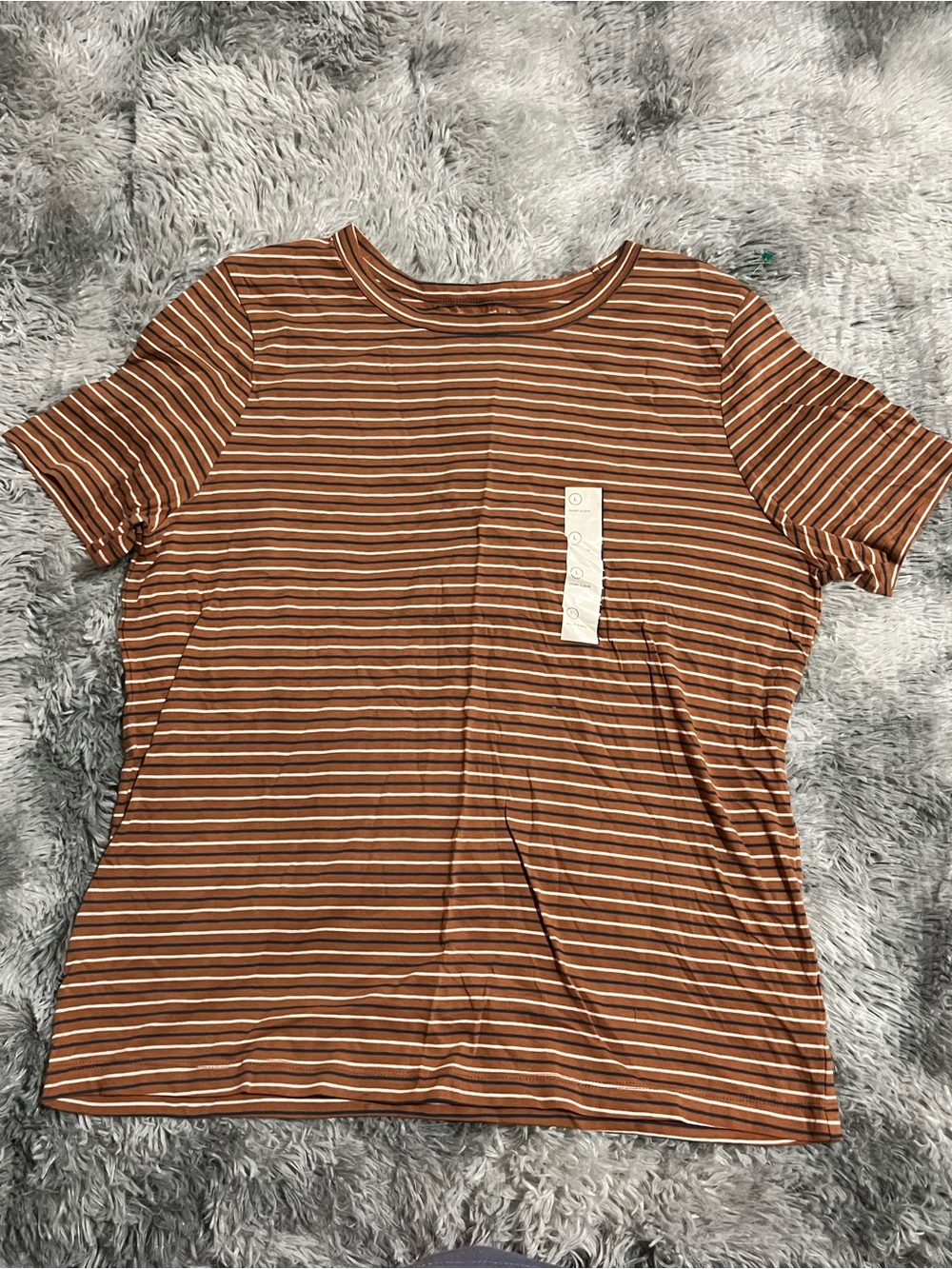Universal Thread Striped Crewneck Tee Brown Rust Short Sleeve Women’s Large